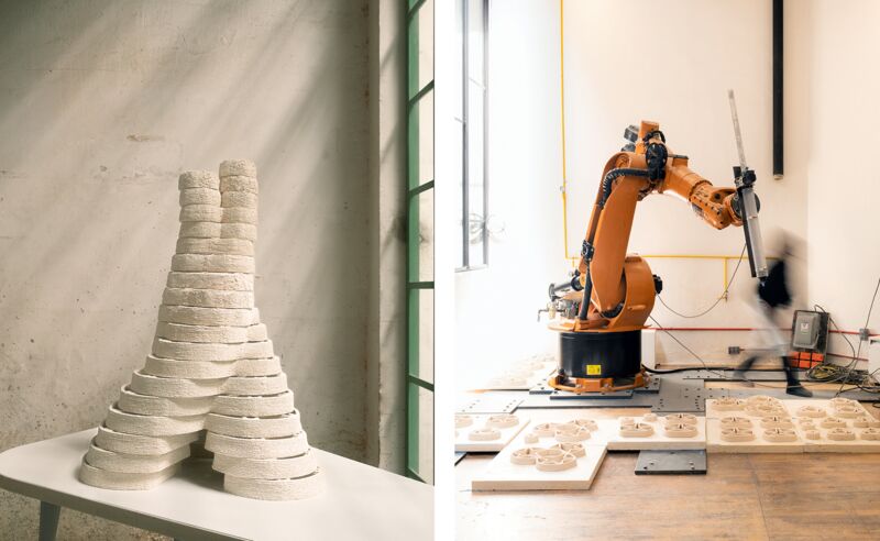 Eggshell Column - a Sculpture & Installation by Edurne Morales & ZHAW